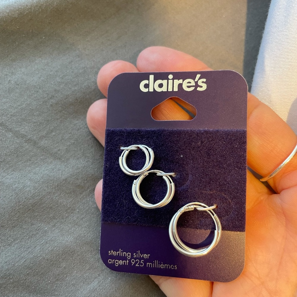 Dainty Sterling Silver sleeper hoop earrings